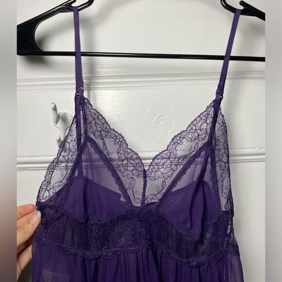 Stella McCartney Silk Sheer Camisole Lingerie Top with Lace Detail Purple Small - Picture 3 of 13